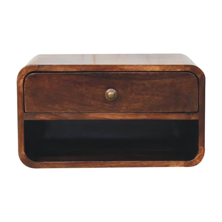 10" Brown Solid Wood One Drawer Nightstand