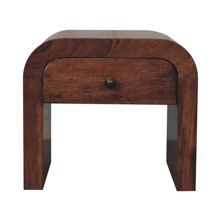 16" Brown Solid Wood One Drawer Nightstand