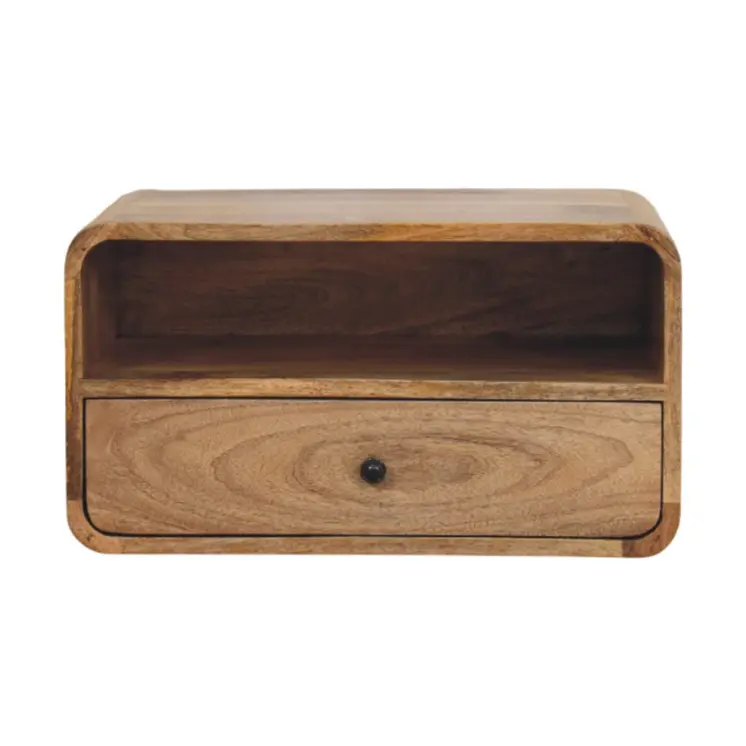 22" Oak Solid Wood One Drawer Floating Nightstand
