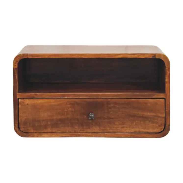 22" Chestnut Solid Wood One Drawer Floating Nightstand