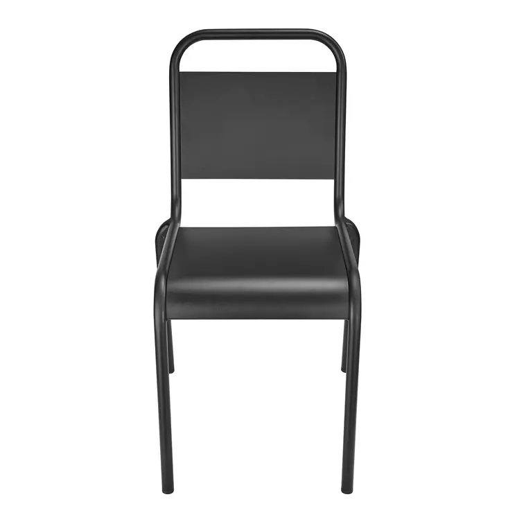Set of Two Black Aluminum Dining Side Chairs