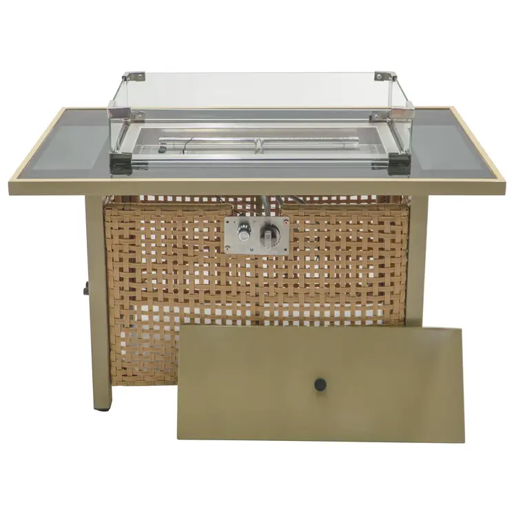 60000 BTU 45" Natural Stainless steel Propane Rectangular Fire pit table With Cover