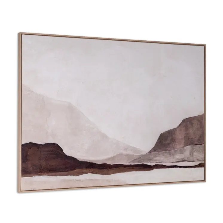 Baffin And Hand Painted Canvas Hand Painted Brown Floater Frame Wall Art