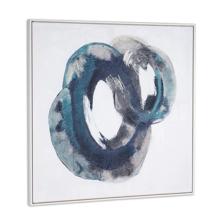 Ripples in Time And Hand Painted Canvas Hand Painted White Floater Frame Wall Art
