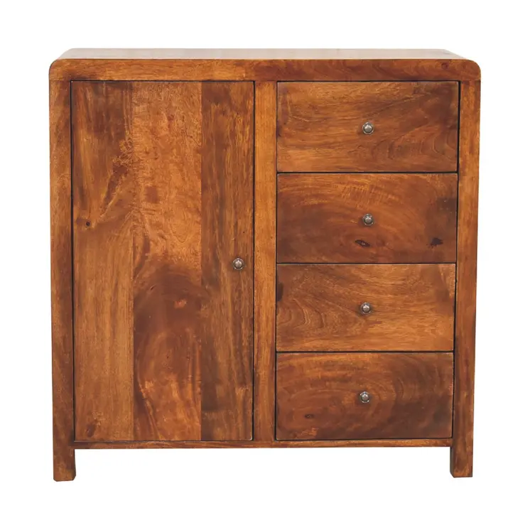 32" Brown Solid Wood Accent Cabinet With Two Doors