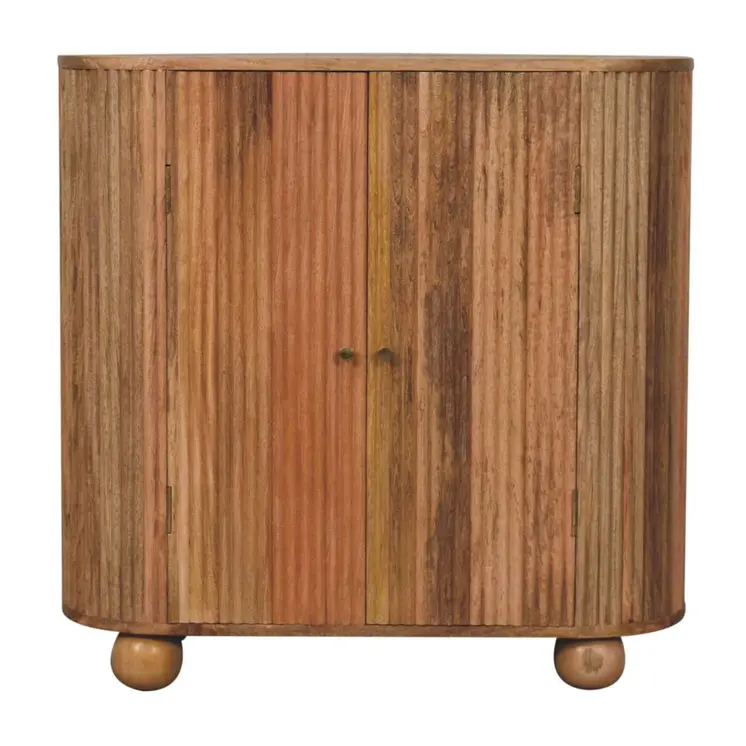35" Brown Solid Wood Accent Cabinet With Two Doors
