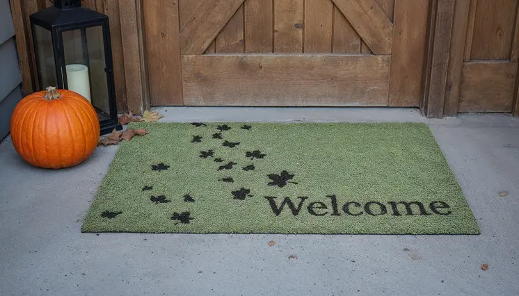 17" X 29" Green And Brown Fall Welcome Outdoor Coir Door Mat