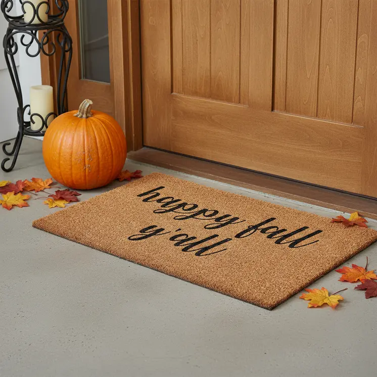 24" X 36" Brown And Natural Fall Happy Fall Y'all Outdoor Coir Door Mat