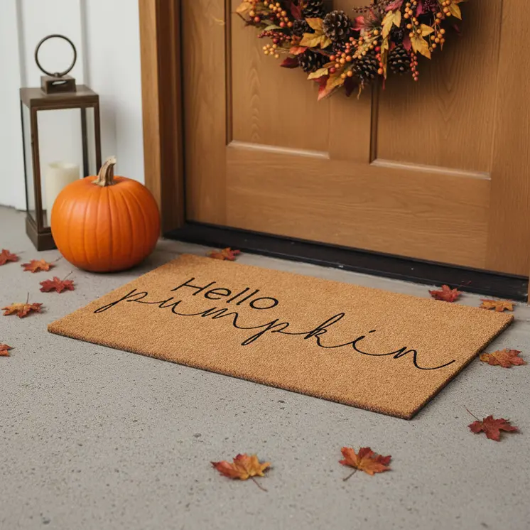 24" X 36" Natural And Brown Fall Outdoor Coir Door Mat