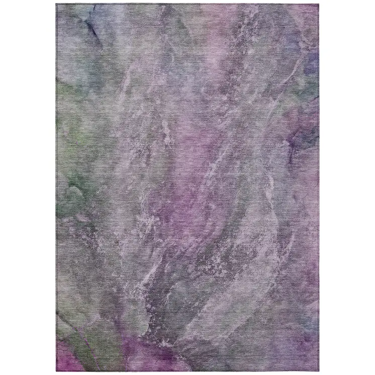 3' X 5' Plum And Ivory Abstract Washable Indoor Outdoor Area Rug