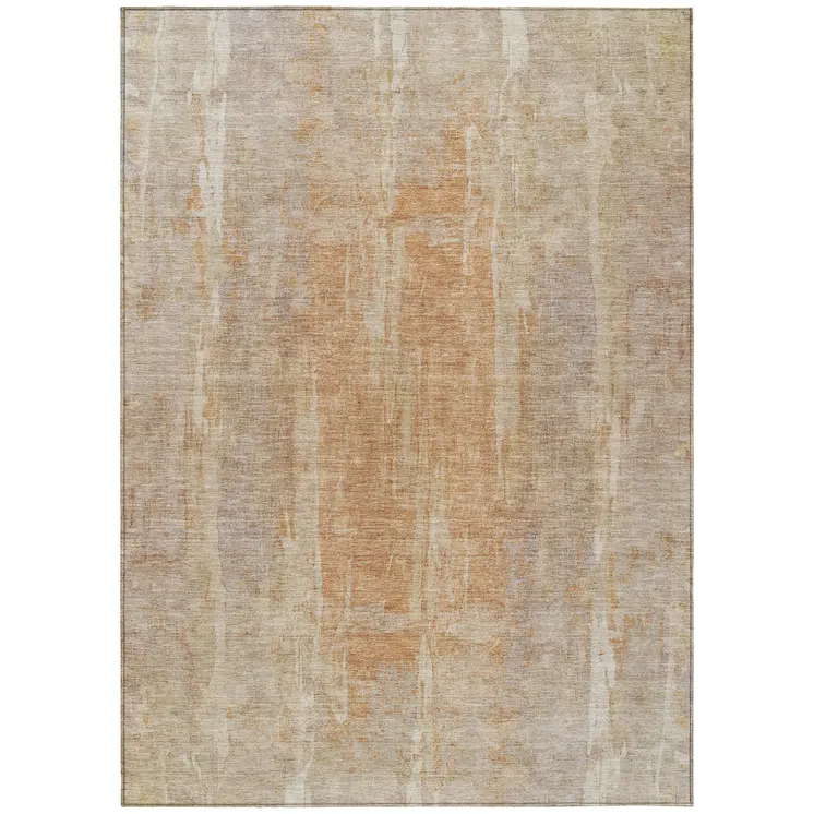 5' X 8' Khaki And Beige Abstract Washable Indoor Outdoor Area Rug