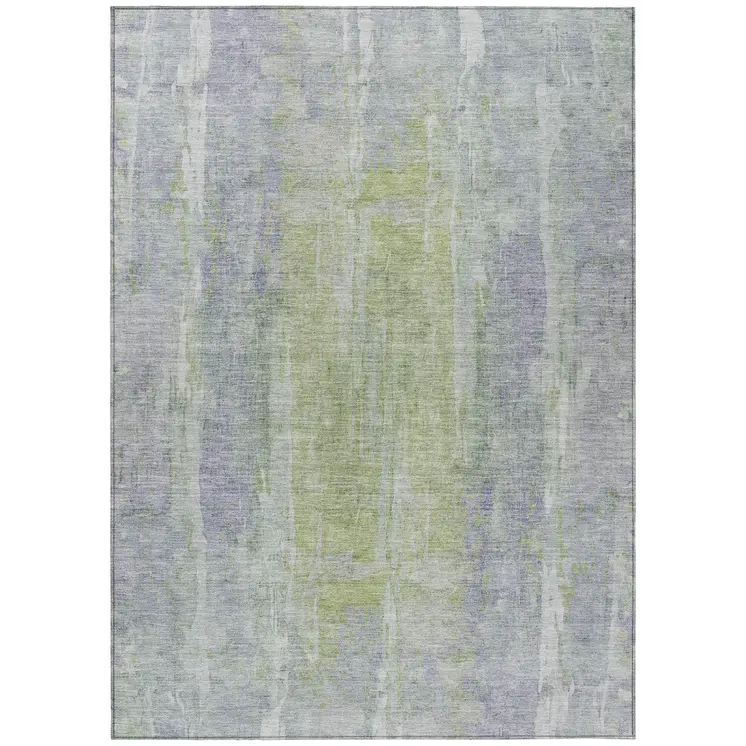 9' X 12' Plum And Green Abstract Washable Indoor Outdoor Area Rug