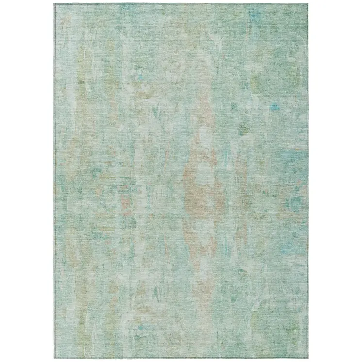 5' X 8' Turquoise And Copper Abstract Washable Indoor Outdoor Area Rug