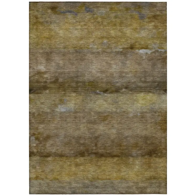 10' X 14' Brown And Taupe Abstract Washable Indoor Outdoor Area Rug
