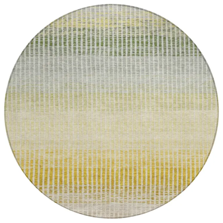 8' Copper Gray And Beige Round Striped Washable Indoor Outdoor Area Rug