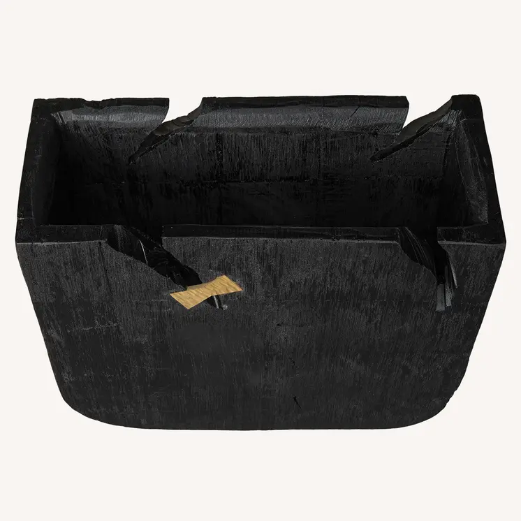 Black Wood Square Pot Planter