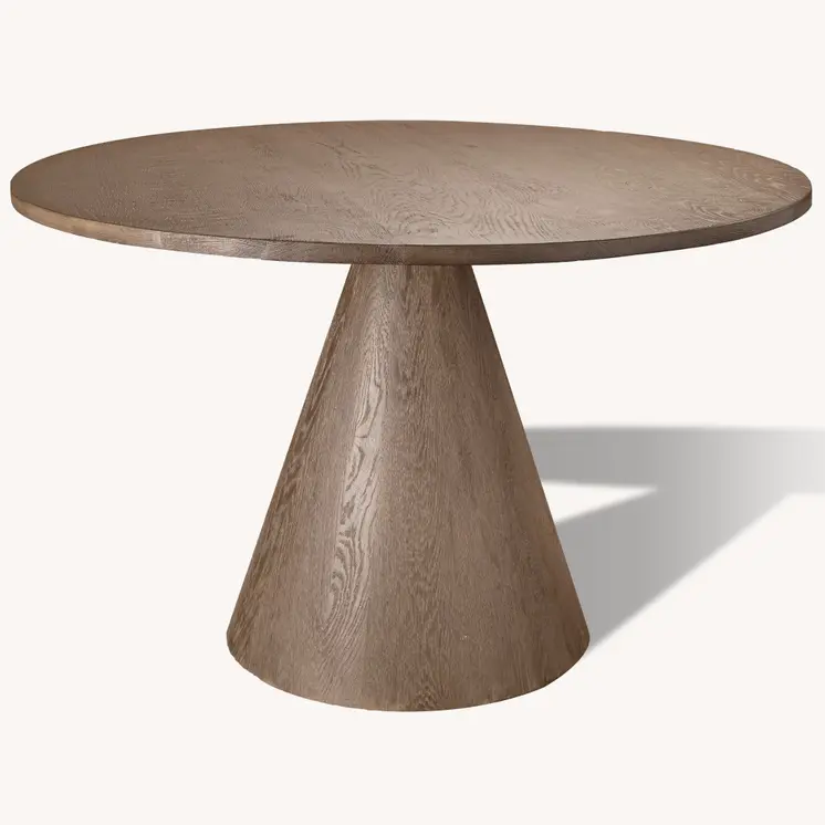 48" Brown Wood Pedestal Base Round Top Dining Table