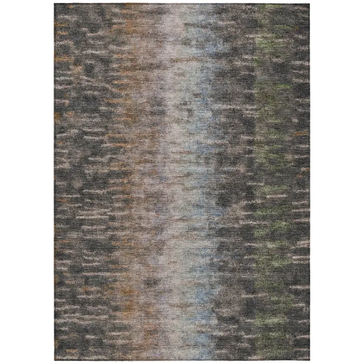 3' X 5' Granite Gray Brown And Gray Abstract Washable Indoor Outdoor Area Rug