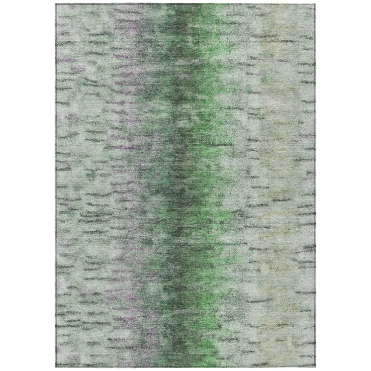 9' X 12' Green Gray And Ivory Abstract Washable Indoor Outdoor Area Rug