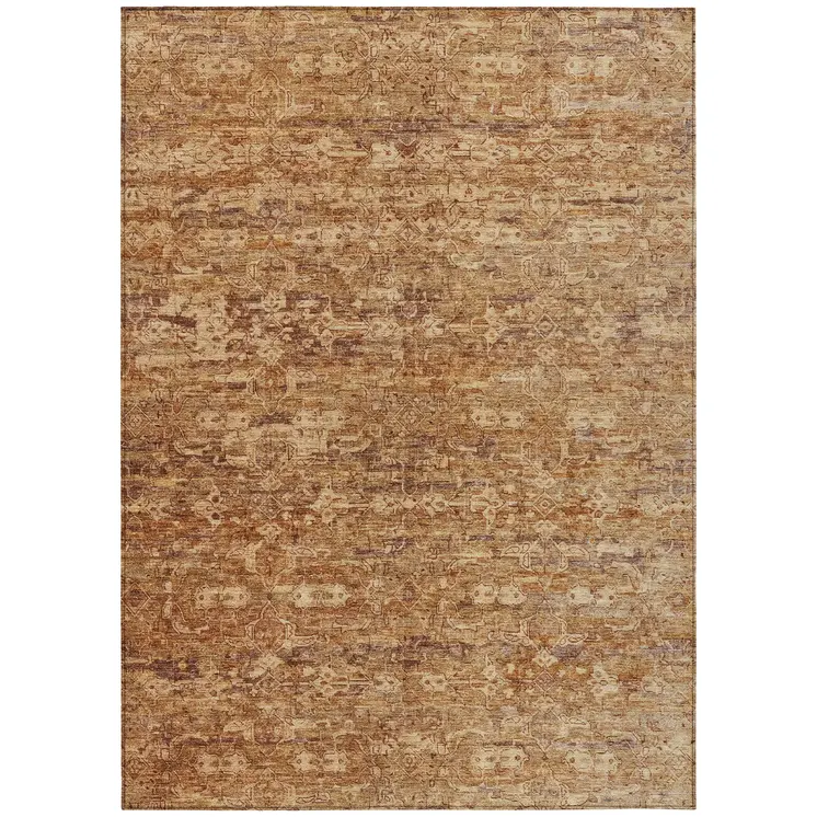 3' X 5' Chili Red And Brown Ikat Washable Indoor Outdoor Area Rug
