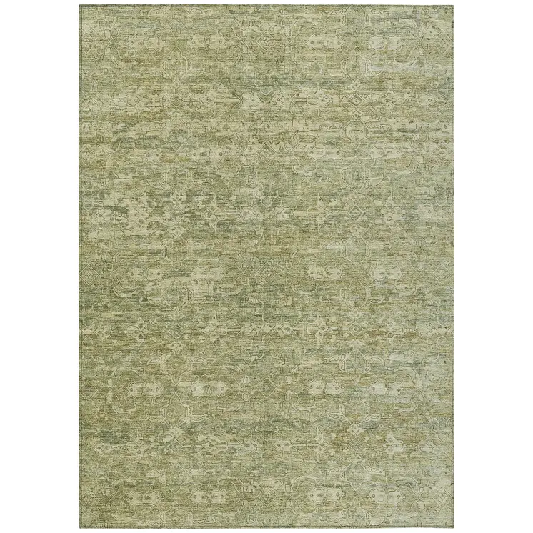 8' X 10' Sage And Ivory Ikat Washable Indoor Outdoor Area Rug