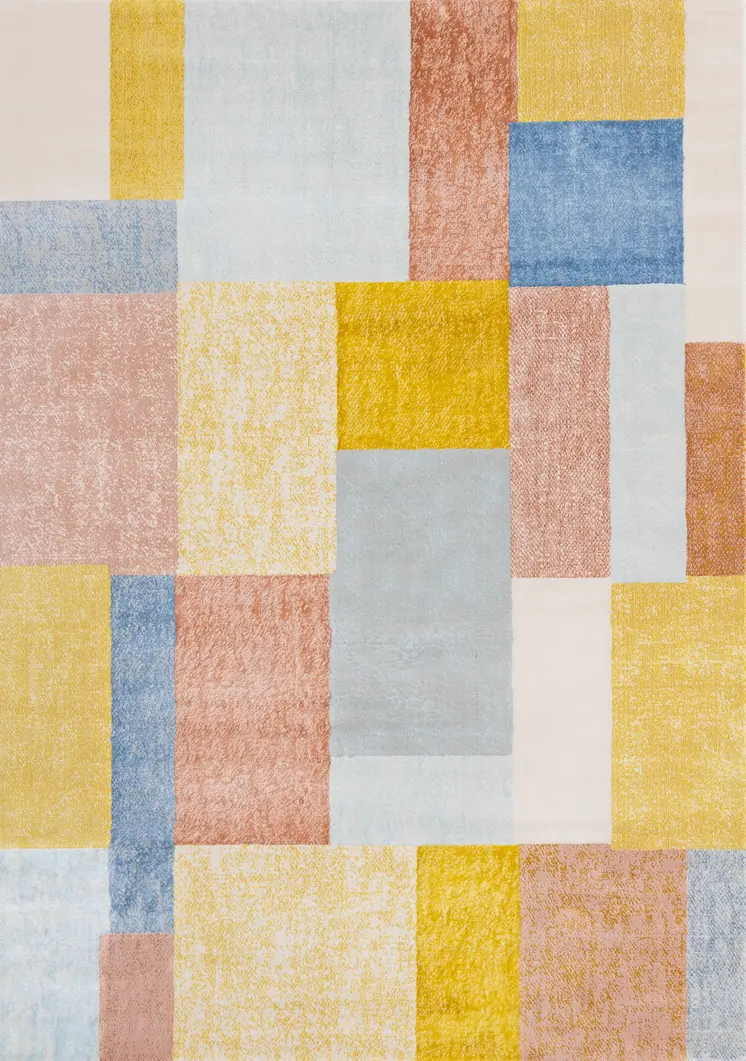 5' X 8' Yellow And Orange Geometric Area Rug