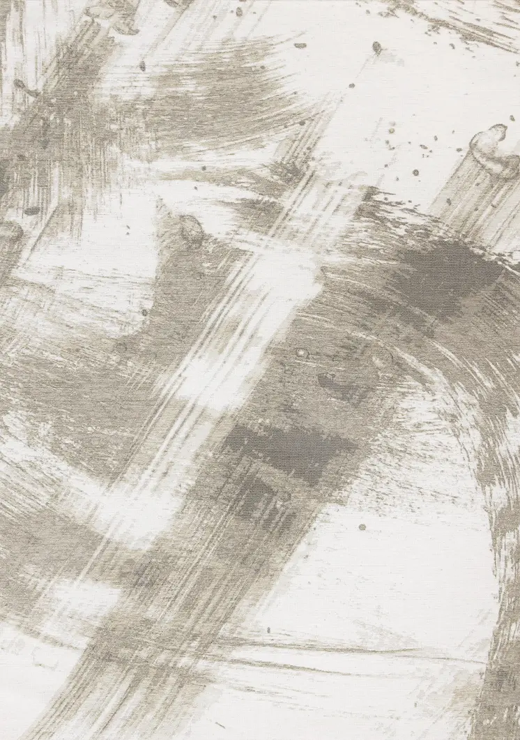 8' X 11' White And Taupe Abstract Area Rug