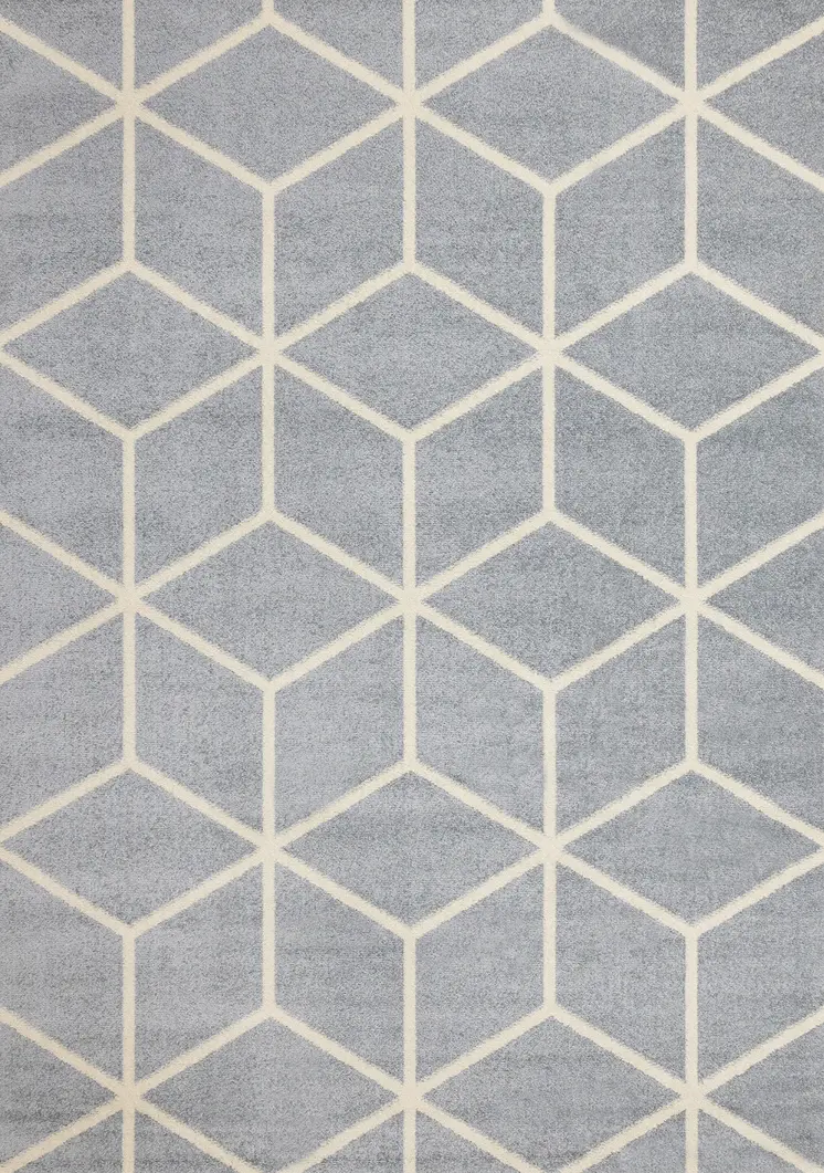 8' X 11' Blue And Cream Geometric Area Rug
