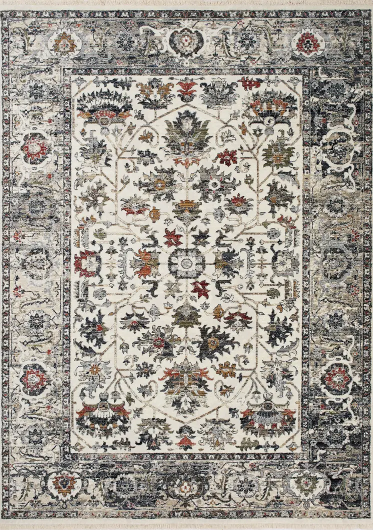 8' X 10' Cream And Blue Abstract Area Rug