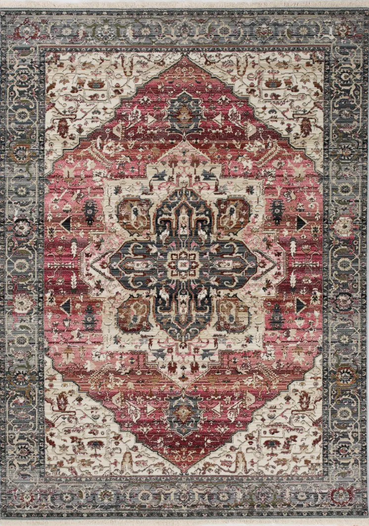8' X 10' Pink And Cream Abstract Area Rug