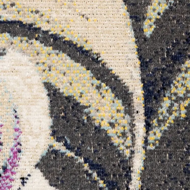 8' X 11' Cream And Beige Botanical Leaves Area Rug
