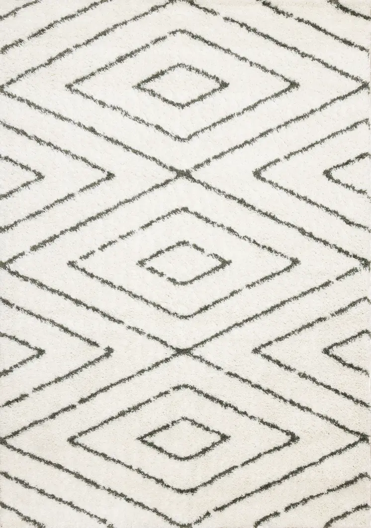 8' X 11' Cream And Green Geometric Area Rug