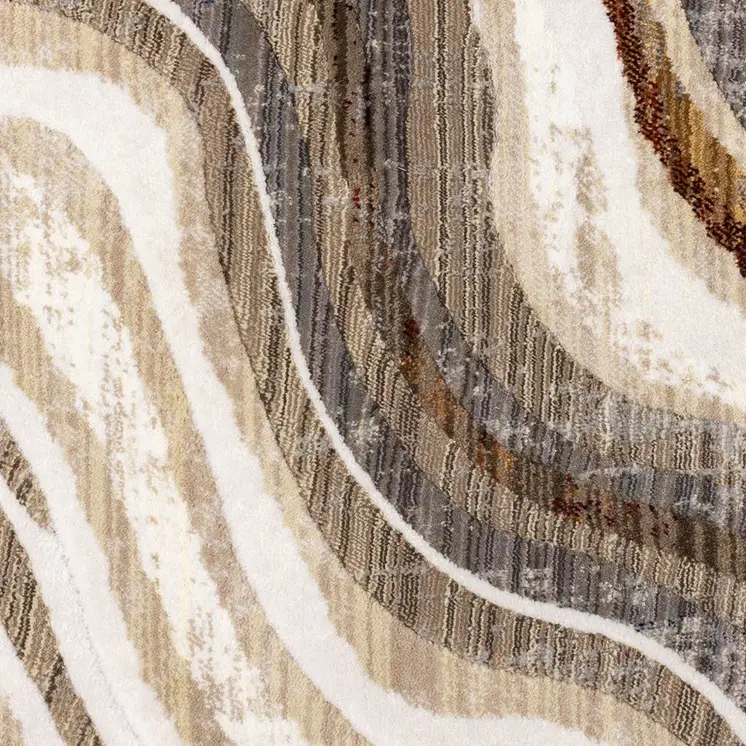 5' X 8' Cream And Beige Abstract Area Rug
