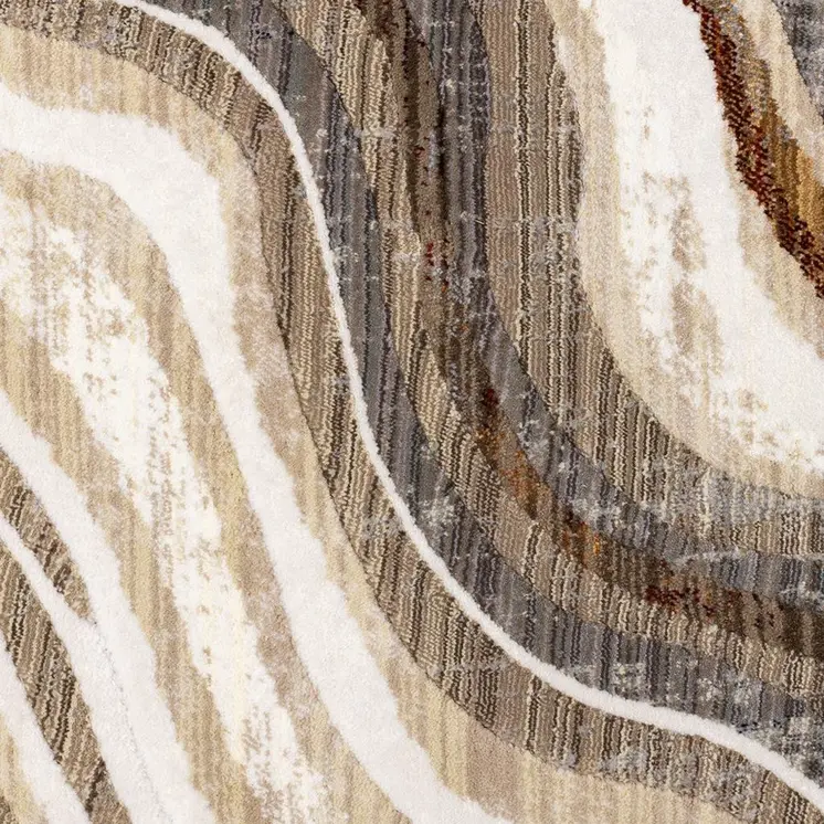 8' Cream And Beige Abstract Runner Rug
