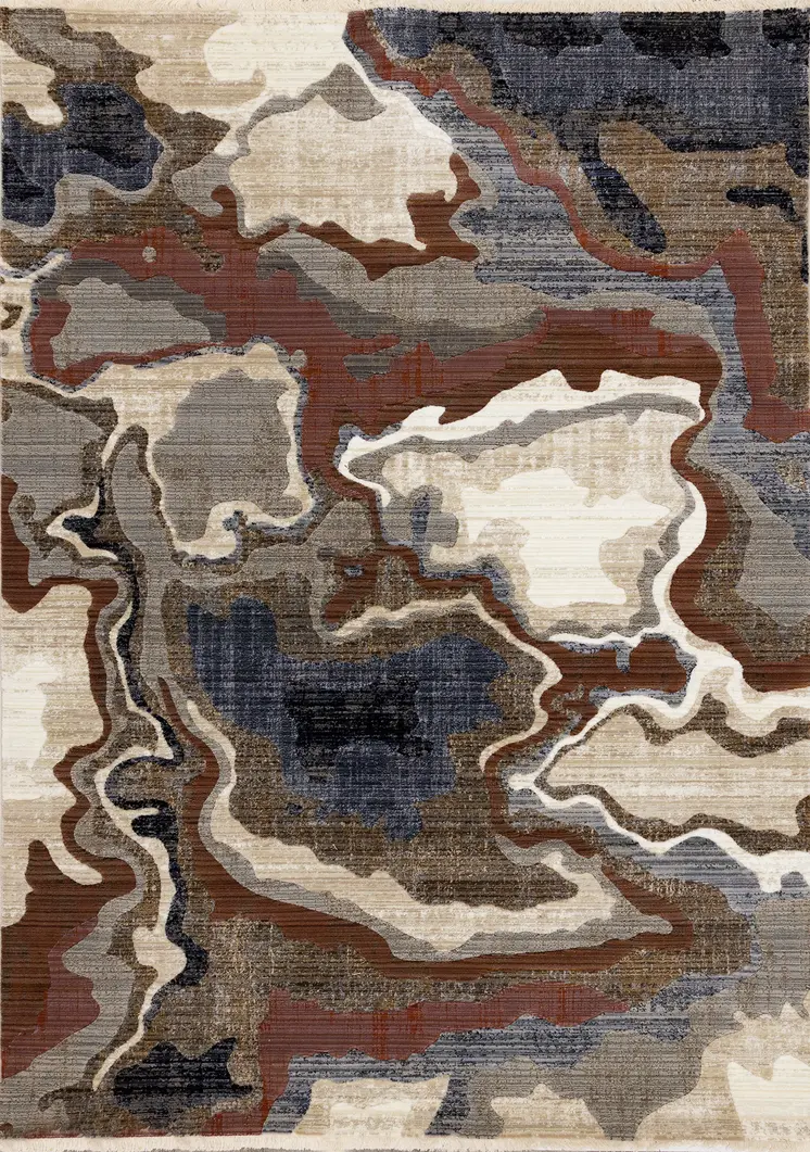 8' X 10' Beige And Blue Abstract Area Rug