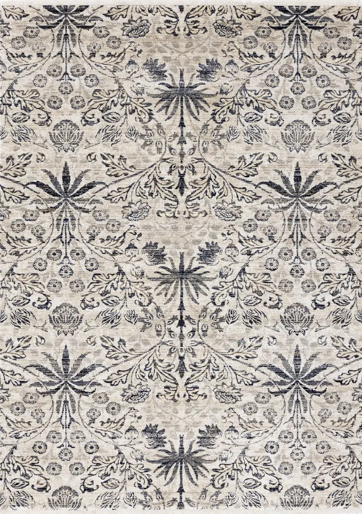 5' X 8' Cream And Blue Abstract Area Rug