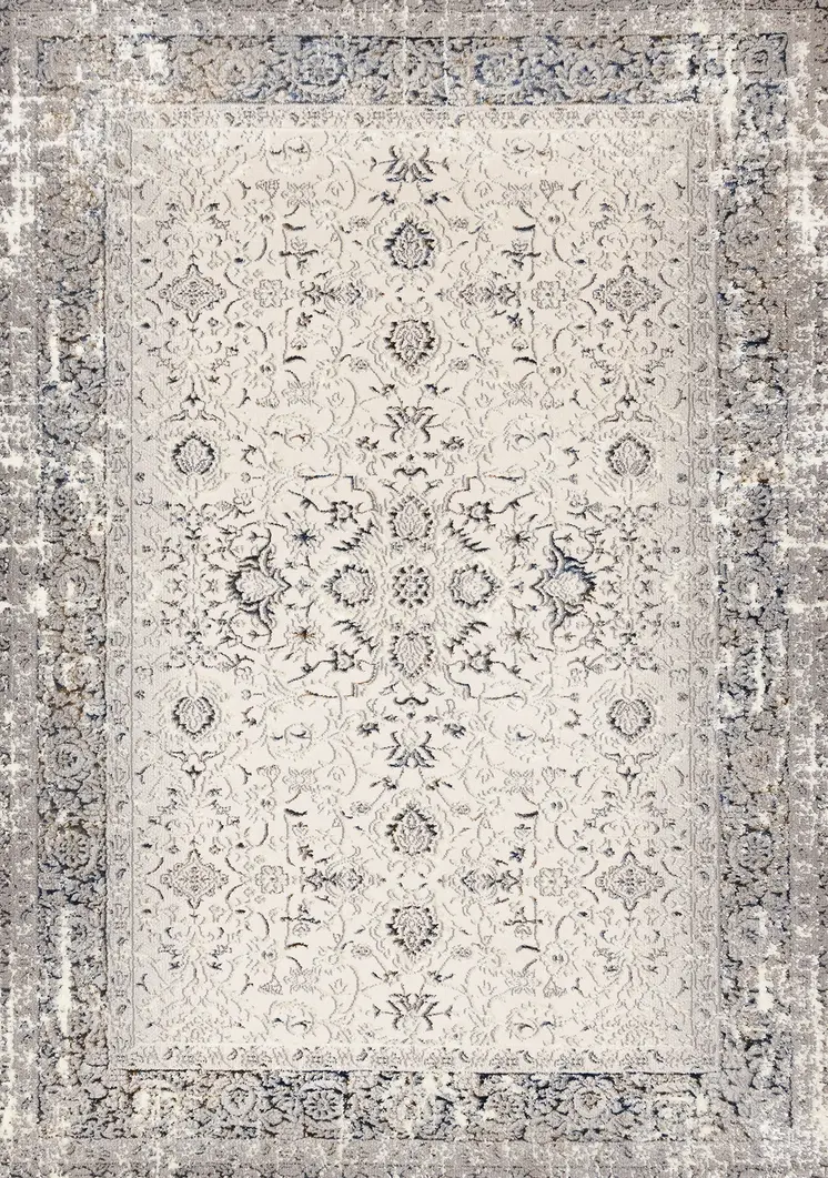 8' X 11' Cream And Blue Area Rug
