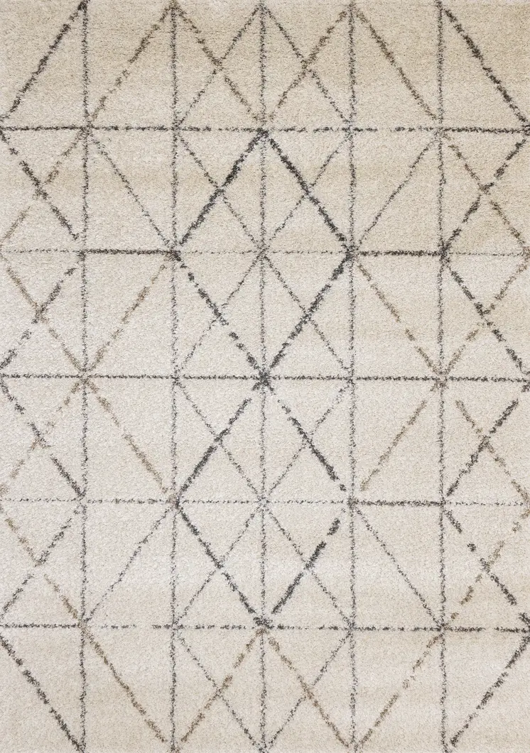 5' X 8' Cream And Gray Tribal Area Rug
