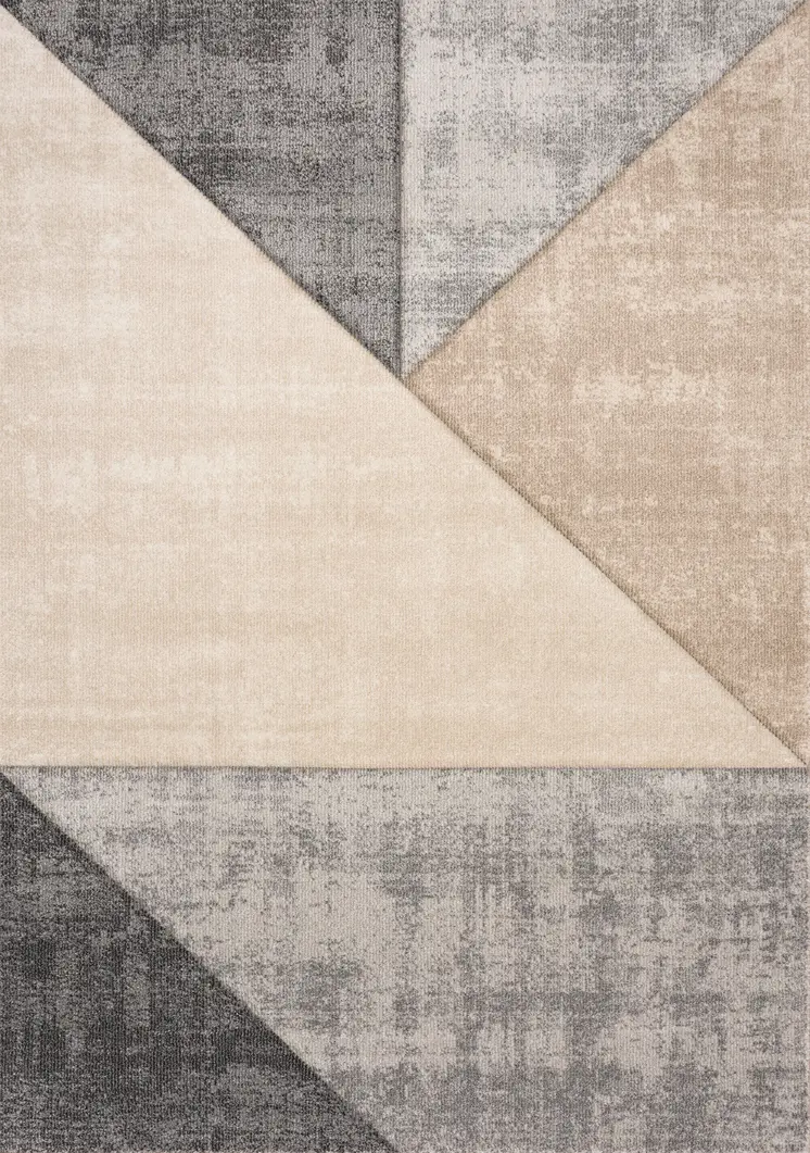 7' X 10' Gray And Cream Geometric Area Rug