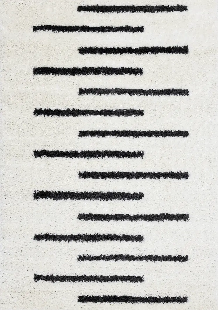 8' X 11' Cream And Gray Striped Area Rug