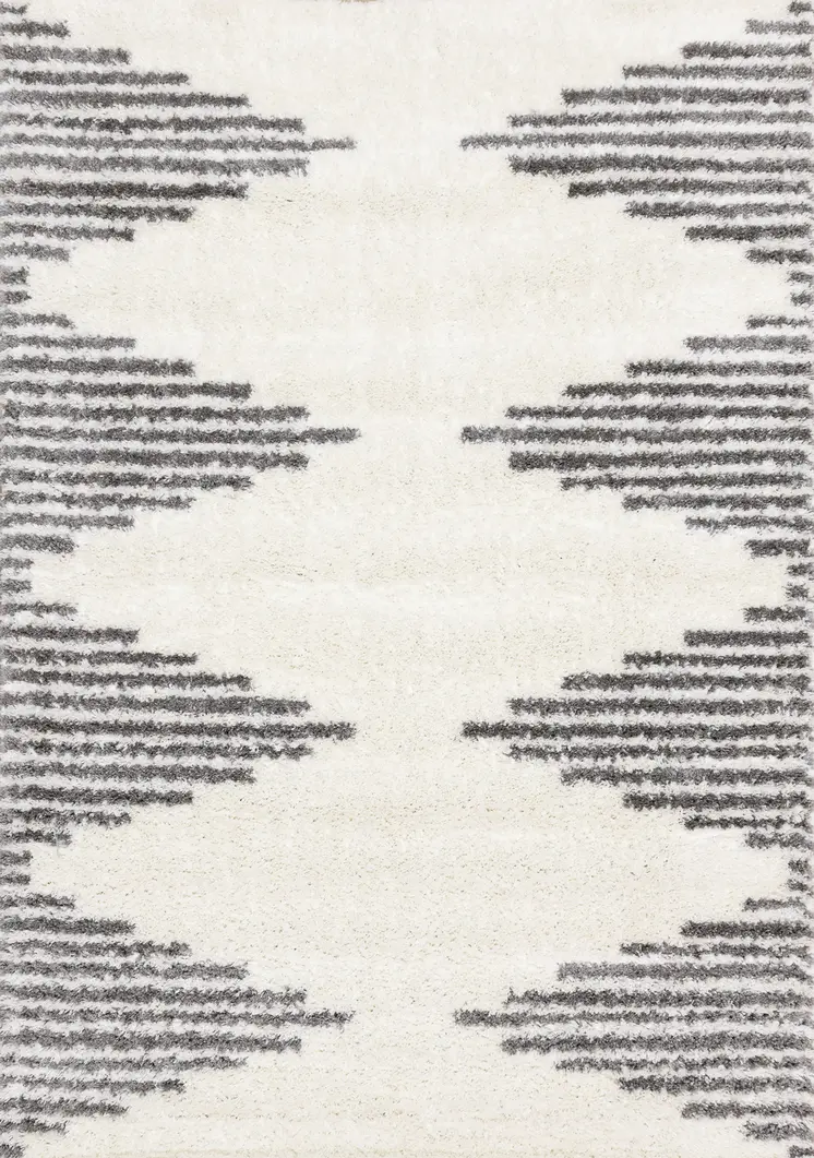 5' X 8' Cream And Gray Geometric Area Rug