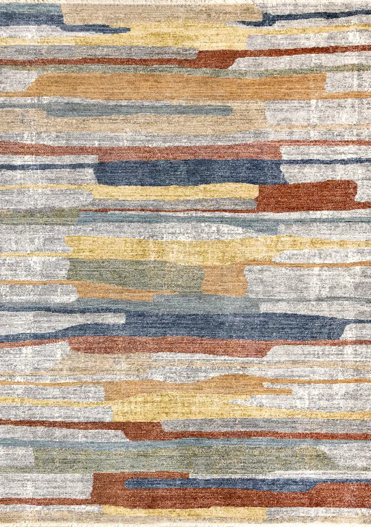 5' X 8' Gray And Blue Abstract Area Rug