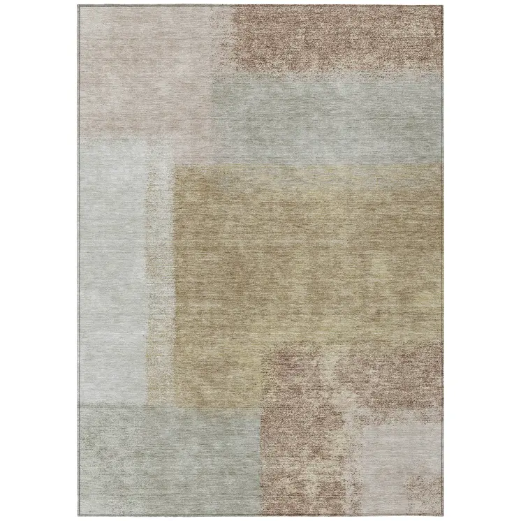10' X 14' Gold Ivory And Gray Abstract Washable Indoor Outdoor Area Rug