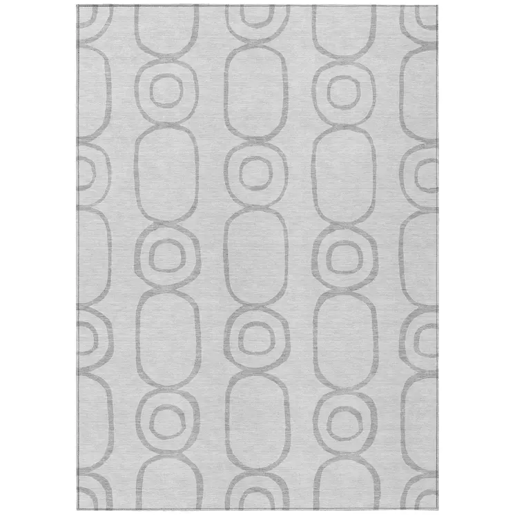 10' X 14' Silver And Gray Geometric Washable Indoor Outdoor Area Rug