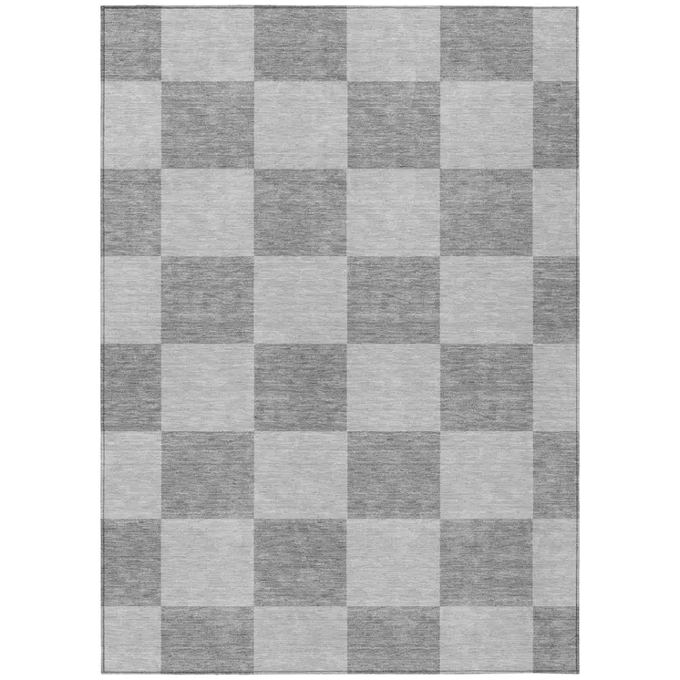 9' X 12' Gray And Pewter Geometric Washable Indoor Outdoor Area Rug