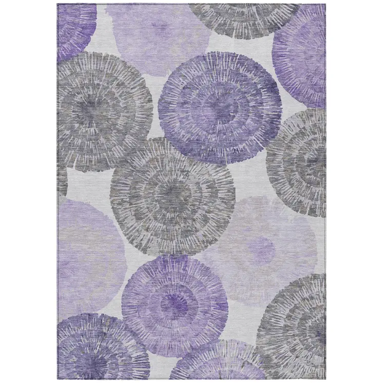 9' X 12' Plum Ivory And Khaki Abstract Washable Indoor Outdoor Area Rug