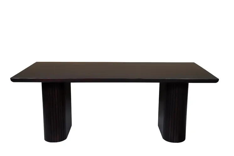 82" Brown Wood Double Pedestal Base Dining Table
