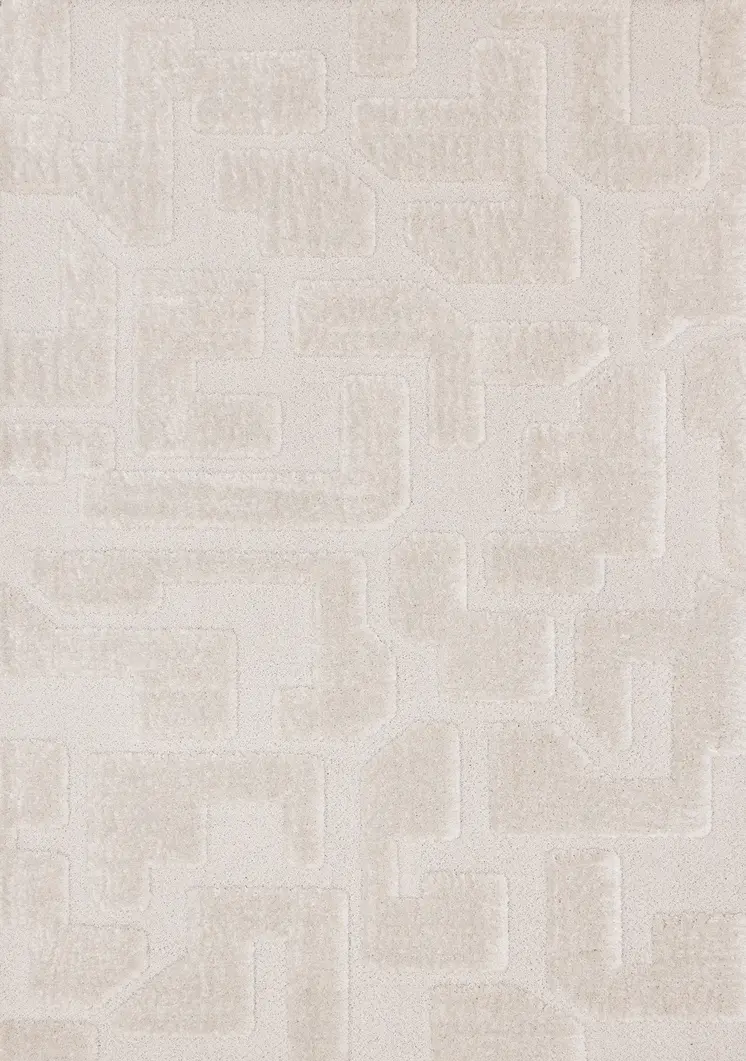 8' X 11' White And Cream Geometric Area Rug