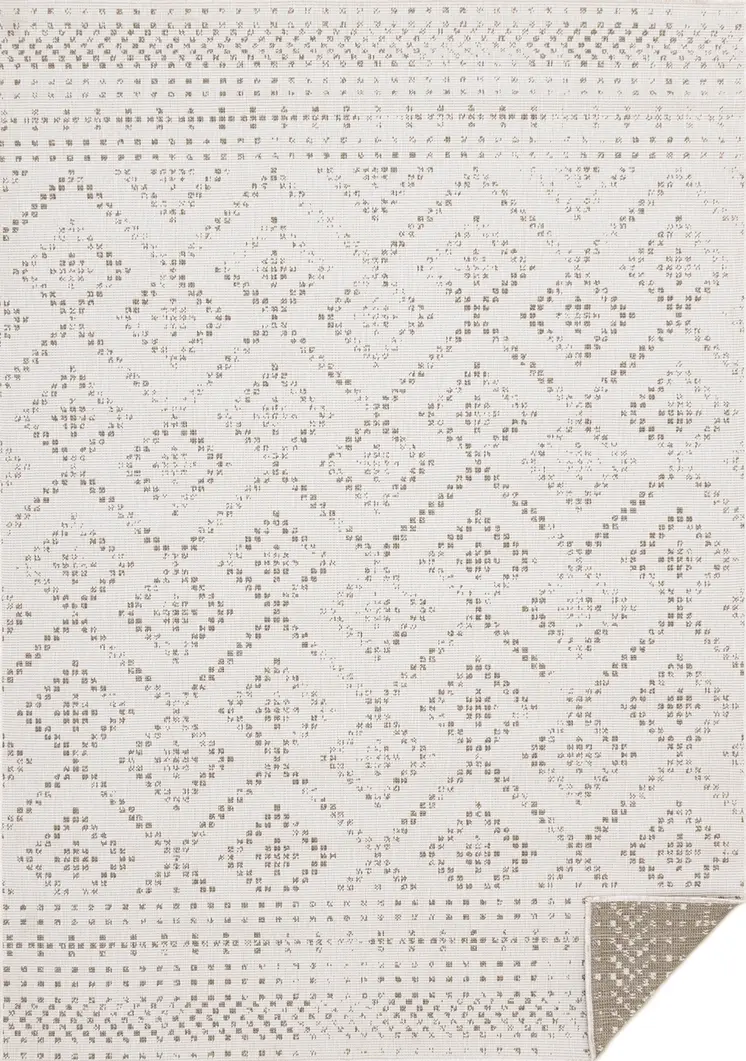 5' X 8' Taupe And Cream Geometric Area Rug