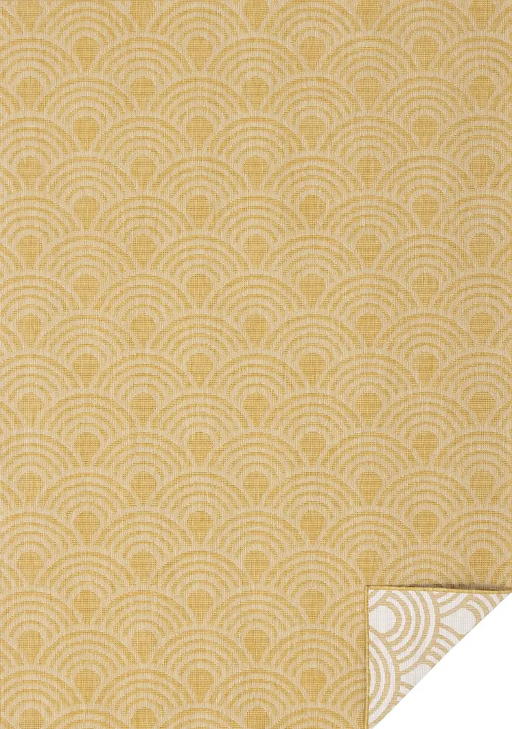5' X 8' Yellow And White Geometric Area Rug